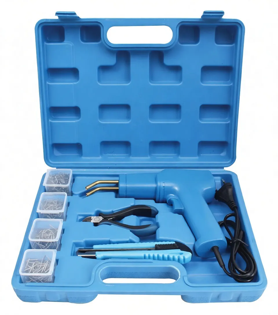 50W Plastic Welding Kit with Dual Nozzles, Staples, and Hand Tools