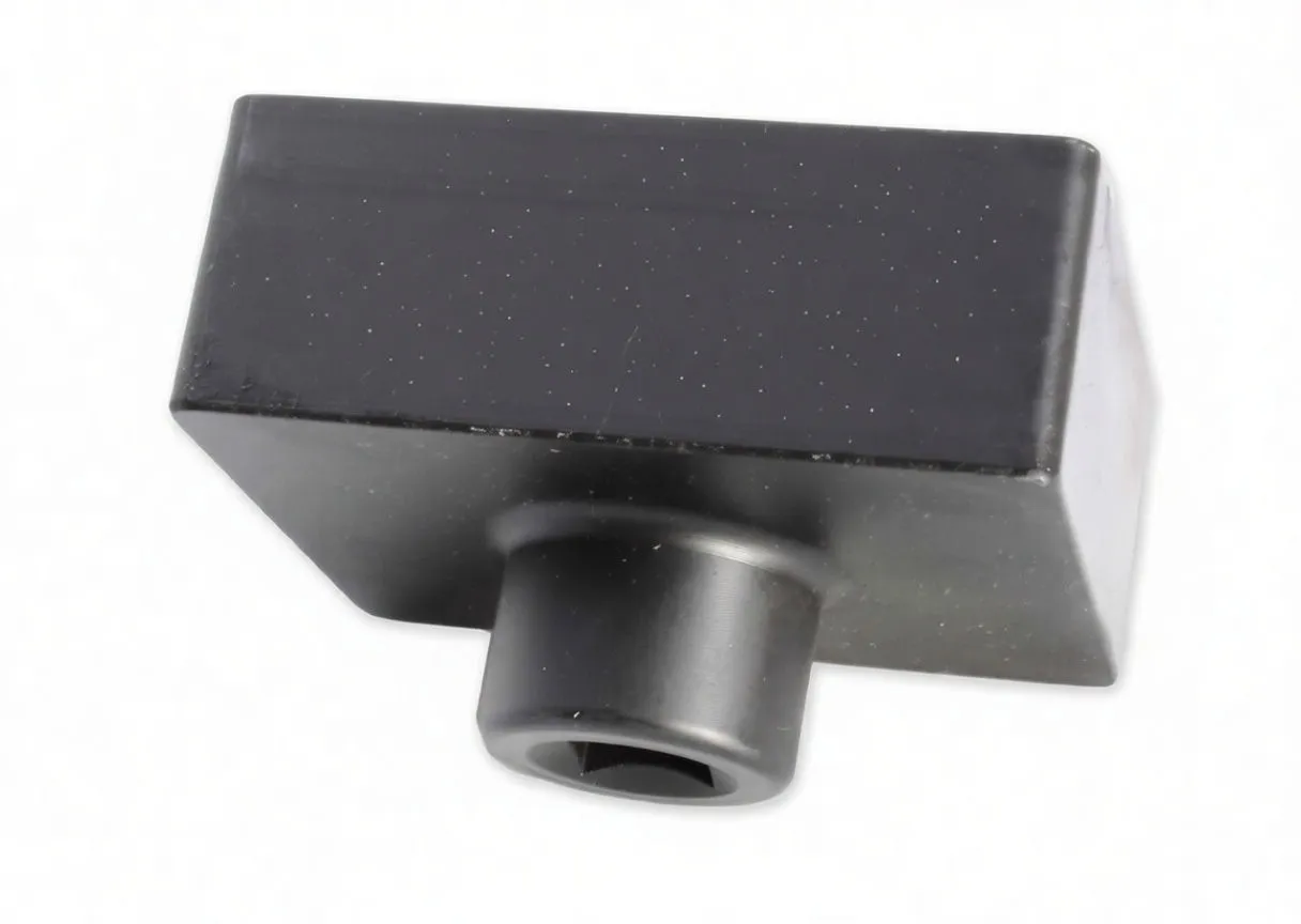 Top view of rectangular clamp nut socket with ASTA A-4BMC13 marking and cylindrical driver recess