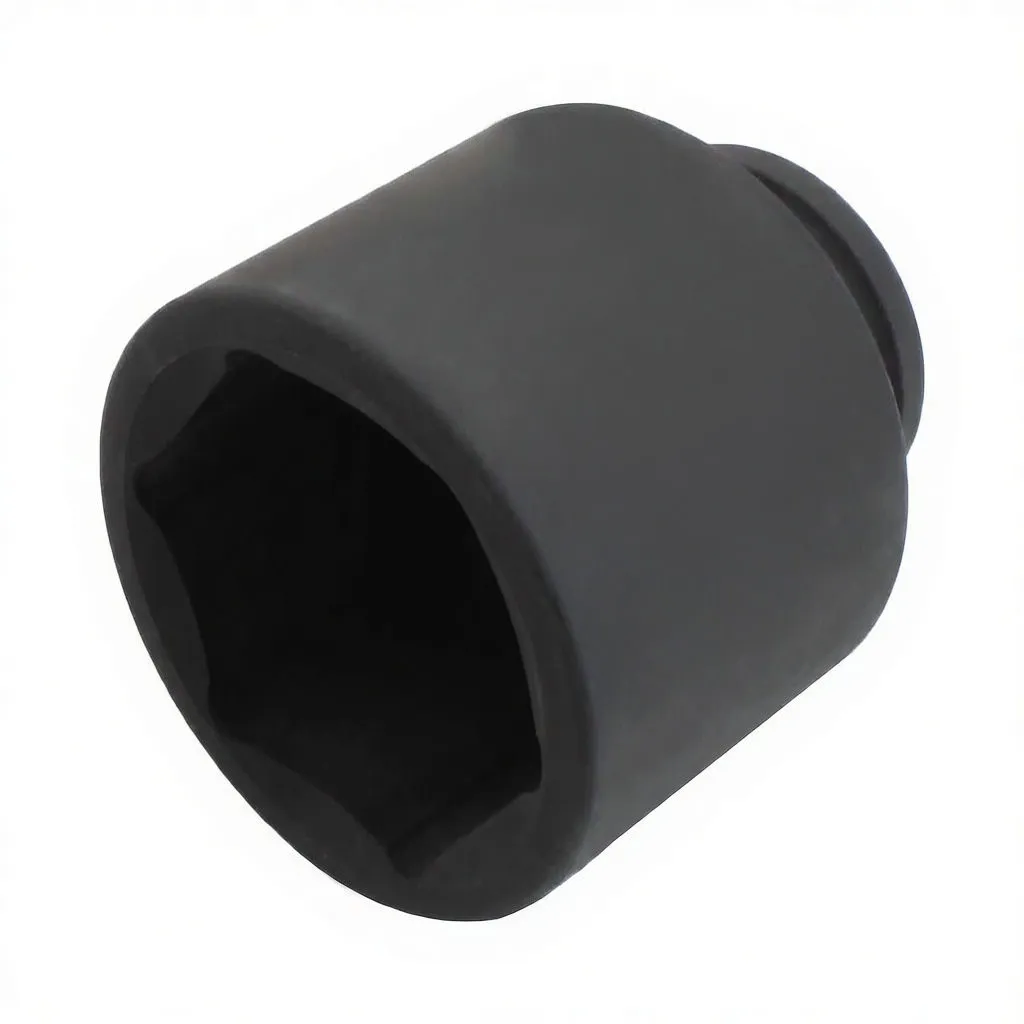 Rear/side view of a black deep impact socket showing the 3/4-inch square drive recess, retaining groove and ASTA branding.