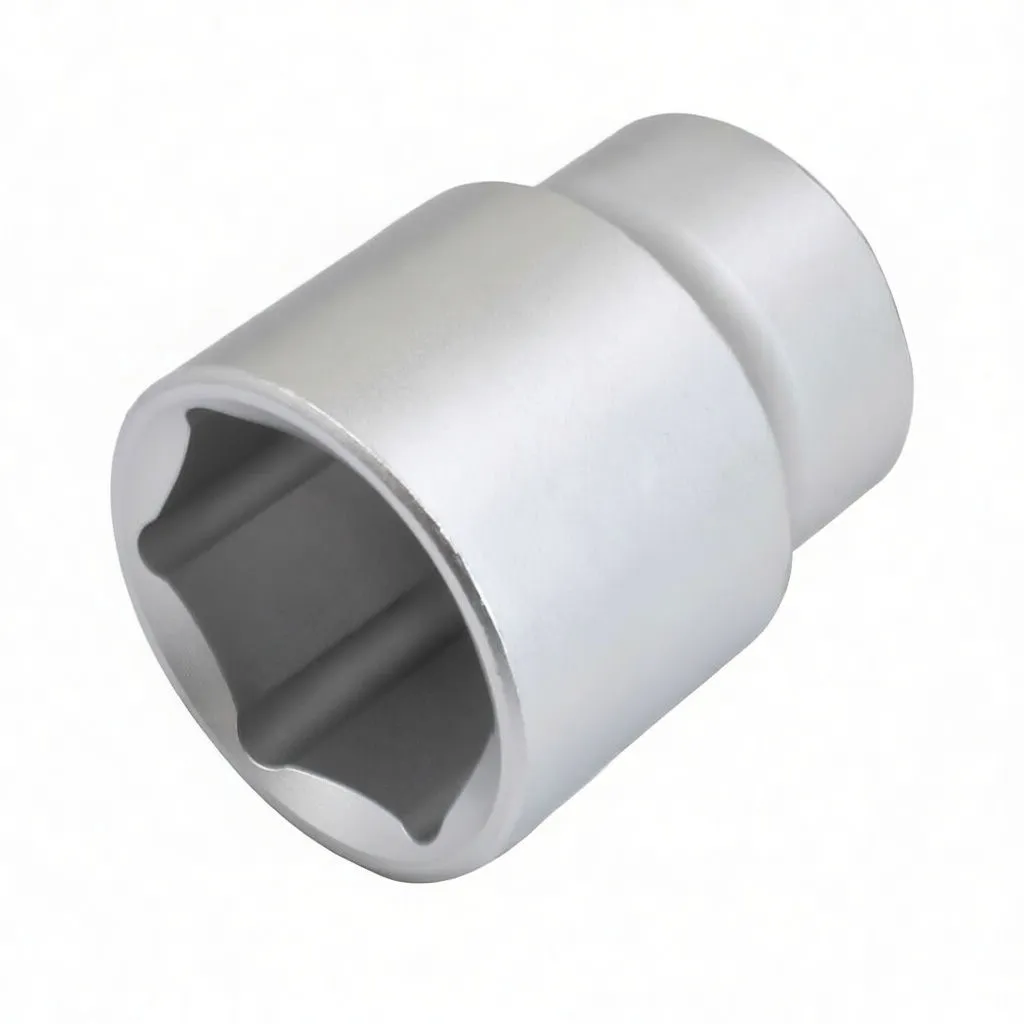 Angled view of a 6-point socket showing hex cavity and embossed side logo