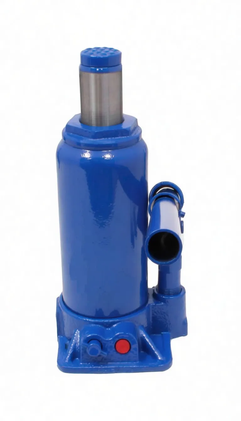 Close rear/top view showing extended piston, handle at side and white serial sticker