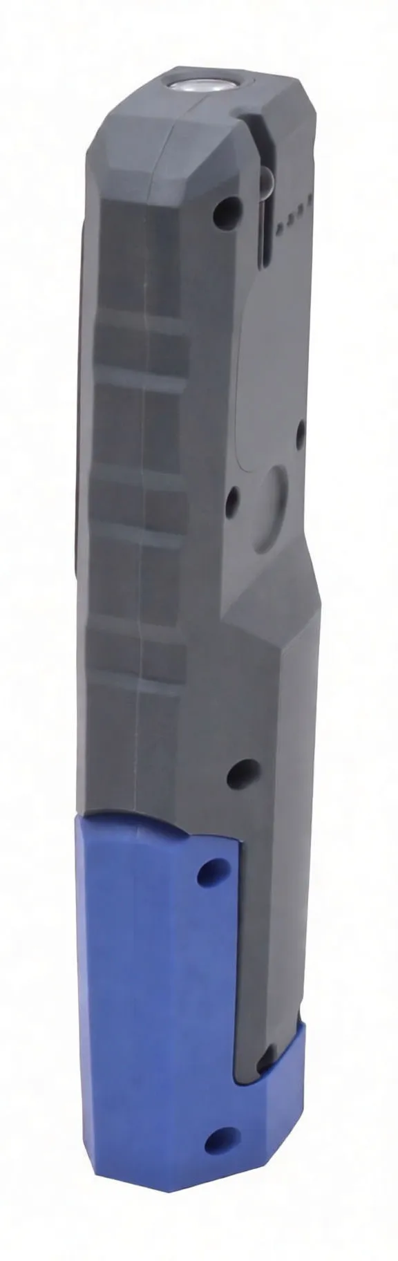 Gloved hand holding the ASTA rechargeable work light to show size and grip