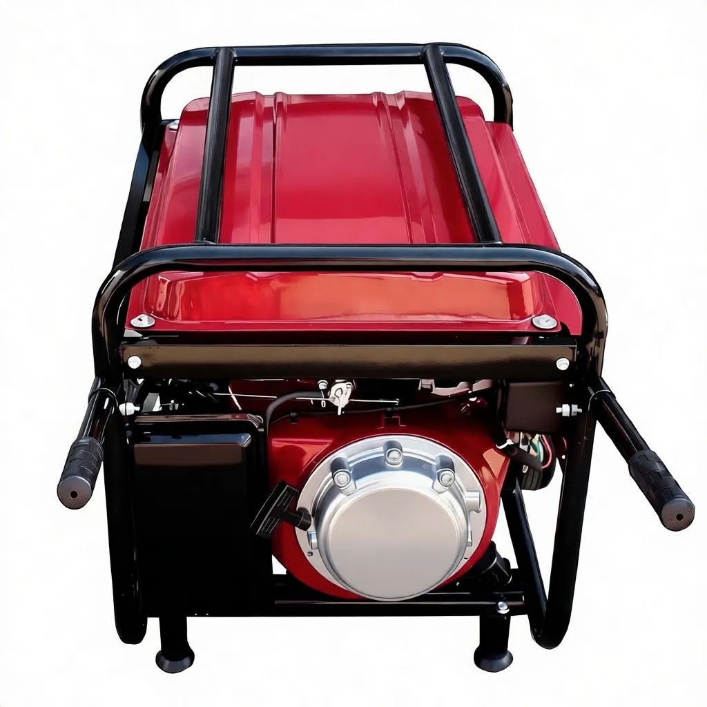 Left side profile of generator showing engine block and wheel