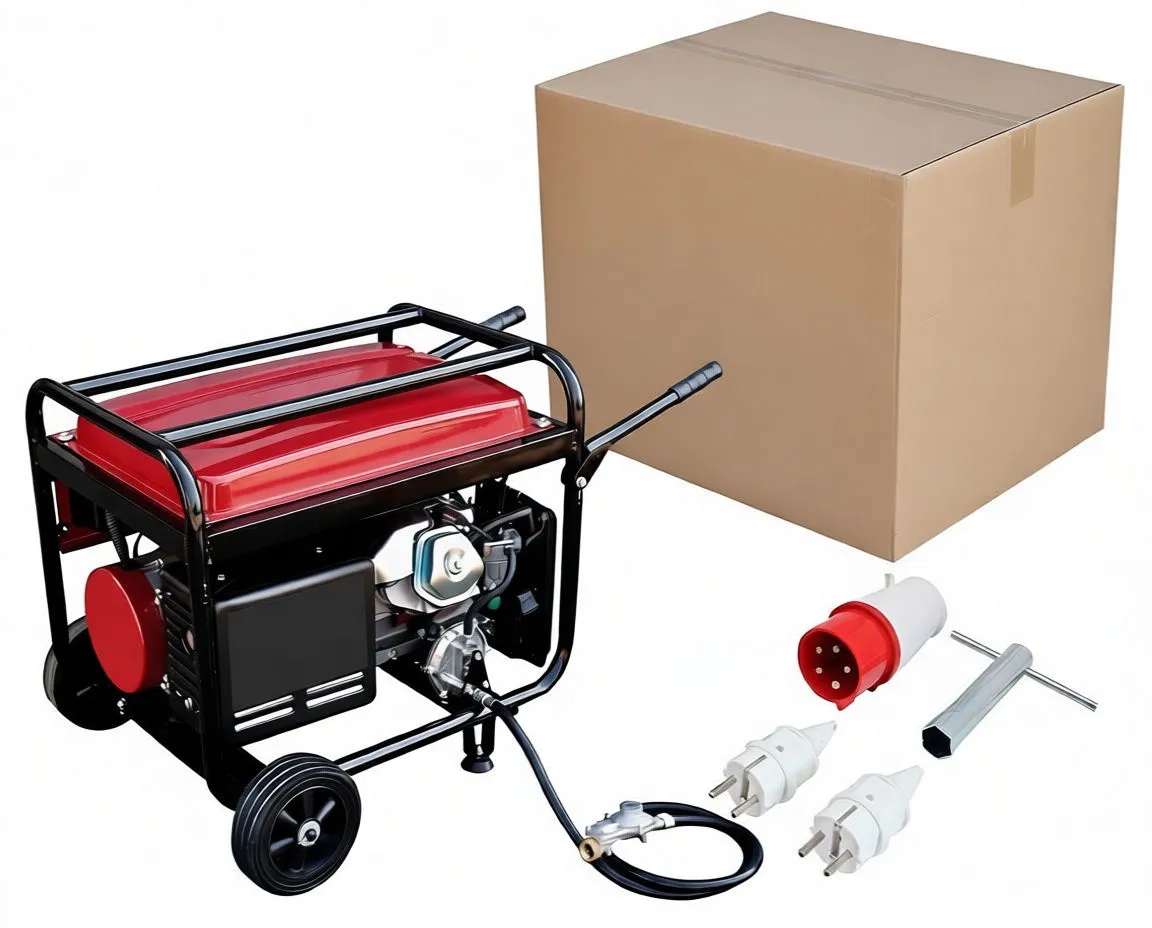 Generator with packing box and electrical/accessory kit