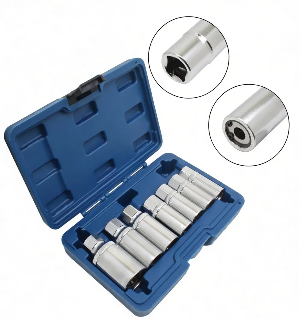 Study of stud puller sockets with insets showing the drive end and the internal gripping jaw at the socket bottom