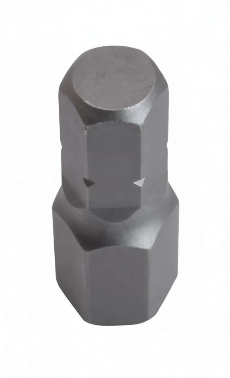 Angled full-length view of a hex driver bit with 'ASTA' marking and hexagonal ends
