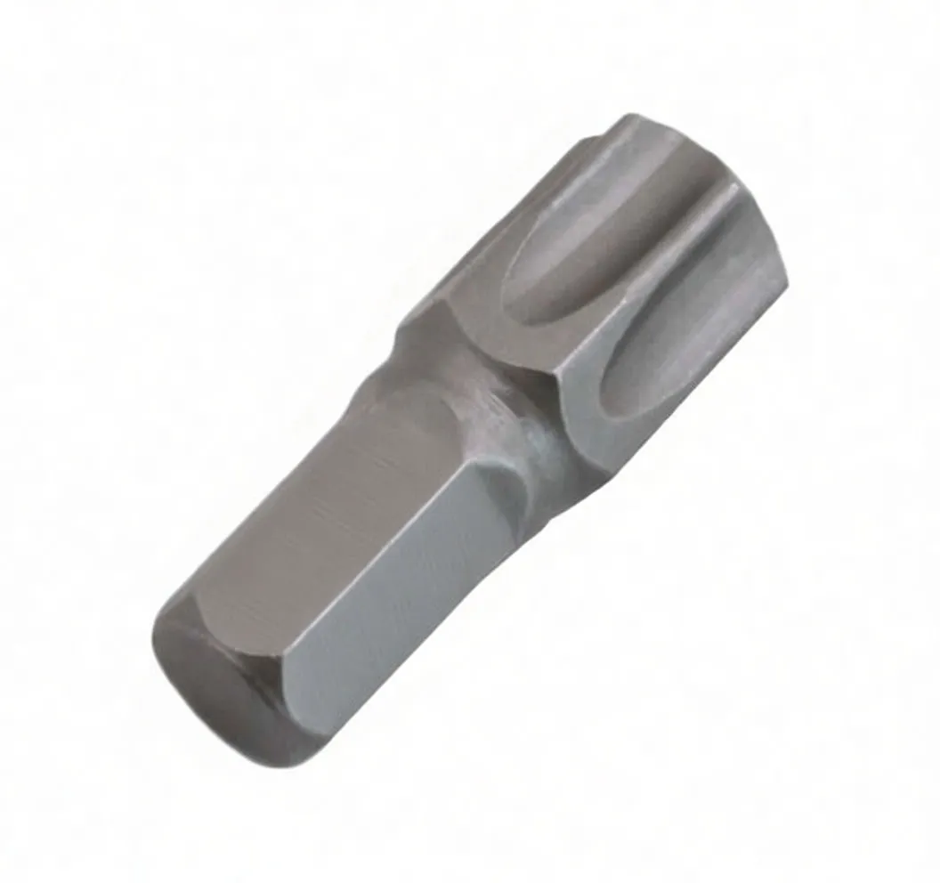 Angled view of bit showing hex shank and brand marking