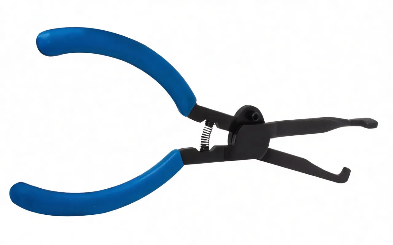 Profile view of pliers highlighting spring, pivot and jaw shapes