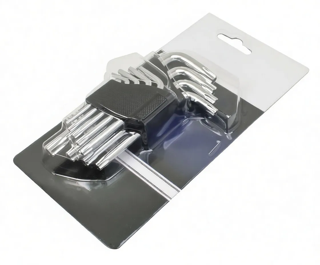 ASTA Torx key set in retail blister pack with product card showing 9pcs, Material S2 and model code