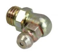Compact angle view of a yellow-zinc plated grease fitting