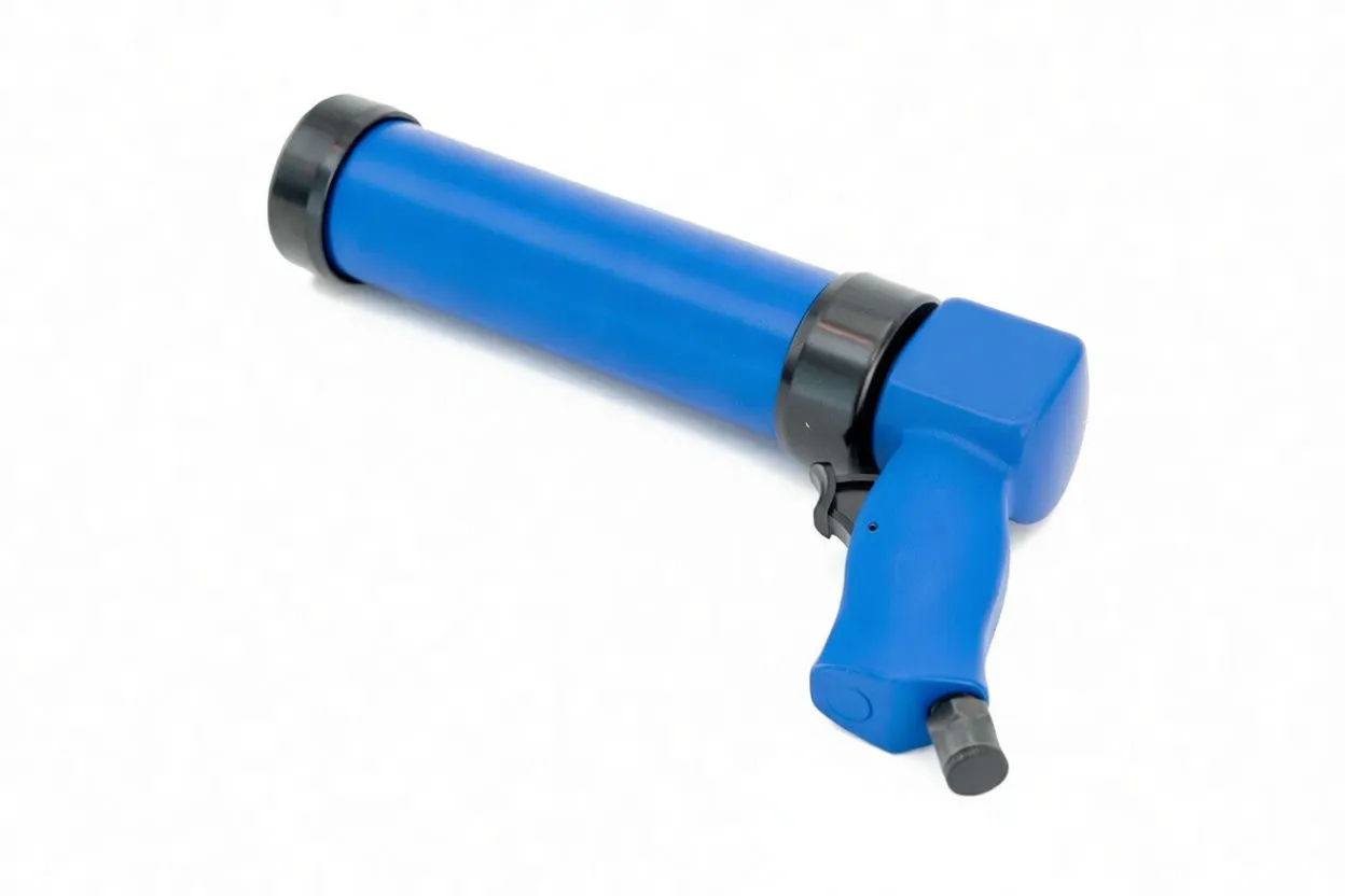 three-quarter view of blue sealant applicator showing handle, trigger and ASTA logo
