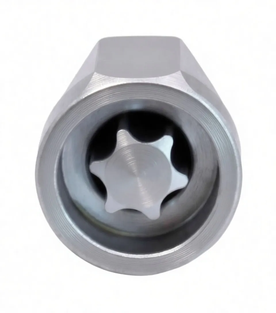 Front close-up of socket interior showing six-lobed star spline inside a recessed circular bore with thick outer rim