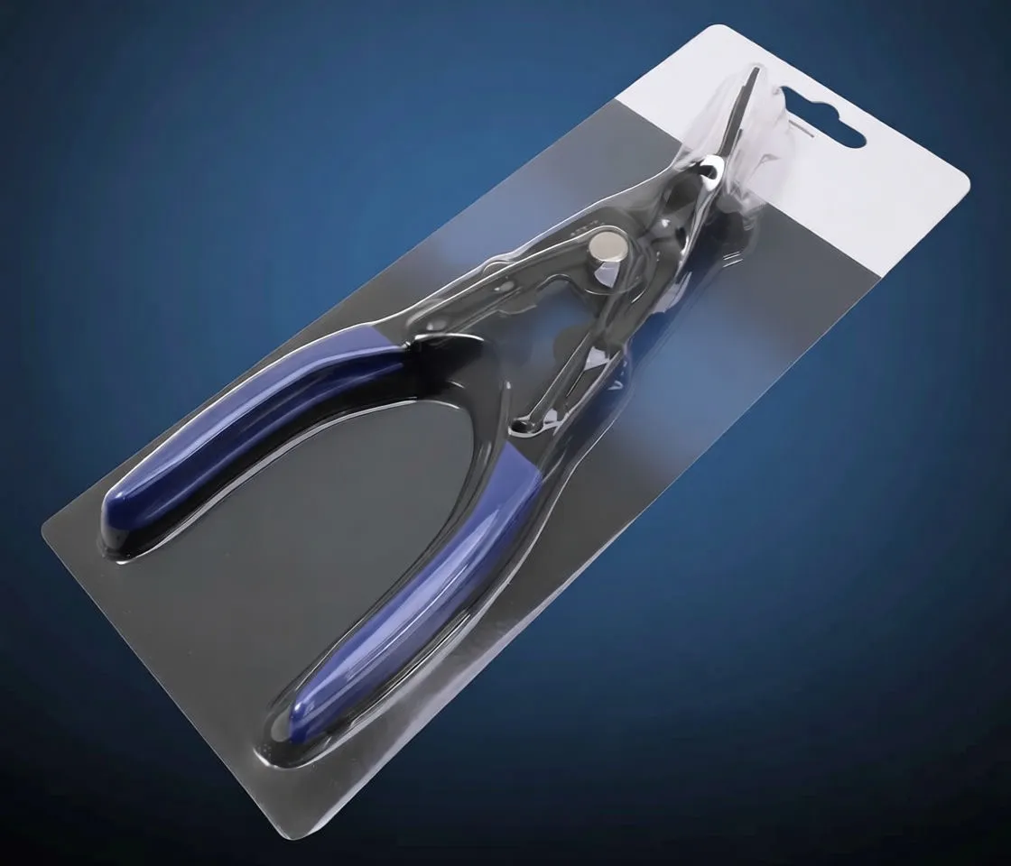 Clip removal pliers in blister pack with ASTA A-436 branding and barcode visible.