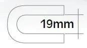 Line drawing of U-shaped fork end with dimension labeled 19mm