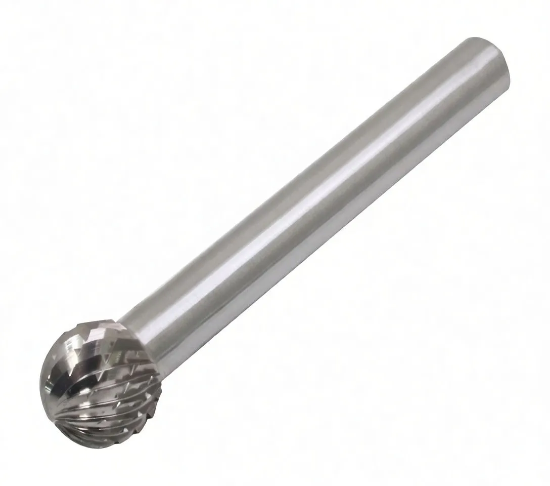 Ball-nose milling cutter with fluted spherical head and engraved shank