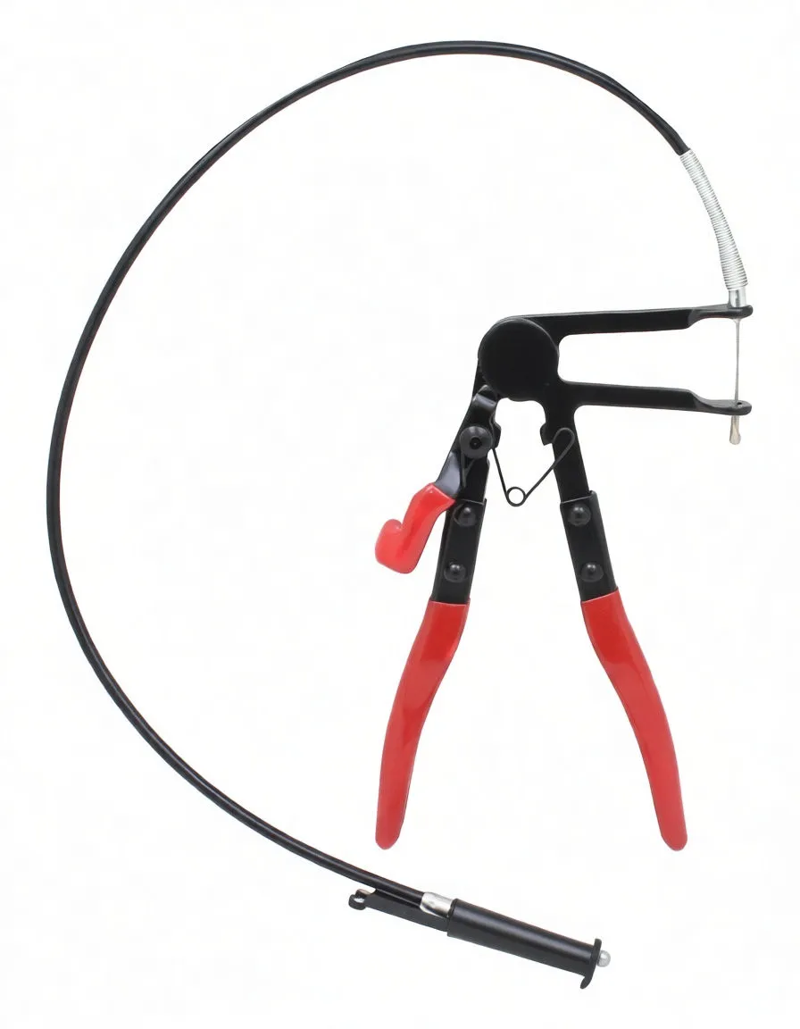 upright hose clip pinchers with long control cable and visible ASTA marking