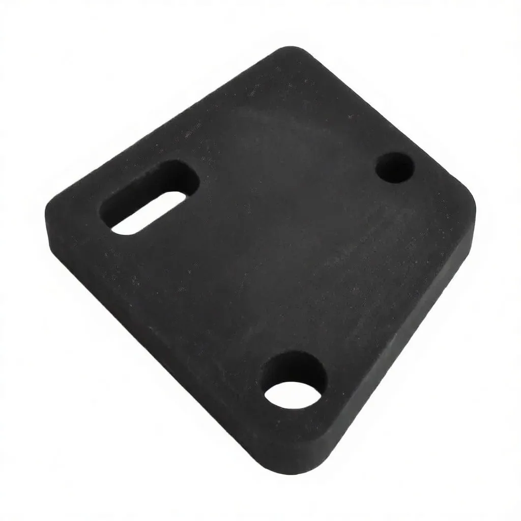 Three-quarter view of matte black ASTA A-DT80 timing/locking plate with circular holes and elongated slot