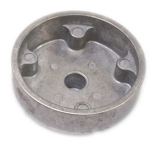 Inside view of round cast camshaft adjuster tool showing three internal engagement lugs and central hole