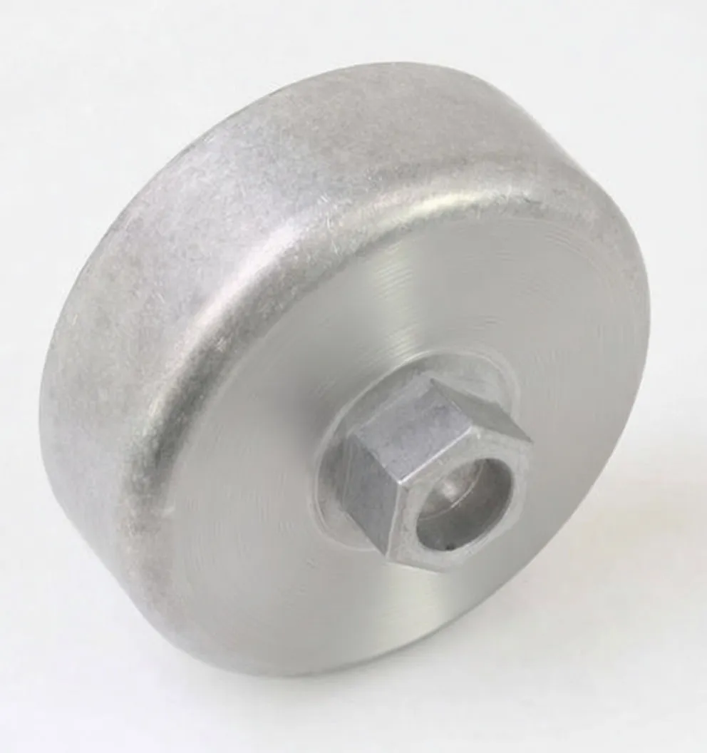 Angled side view of cup-shaped timing tool with central hex and faint 'ASTA' marking