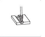Simple line drawing of a rotary burr cutting a groove into a rectangular workpiece