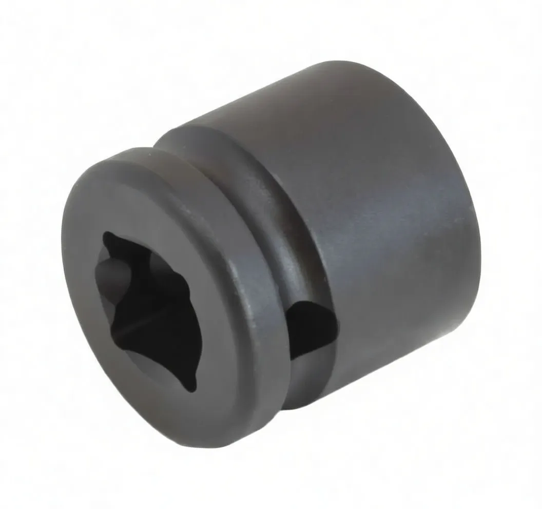 Angled view of socket showing drive end recess, side detent hole and ASTA marking