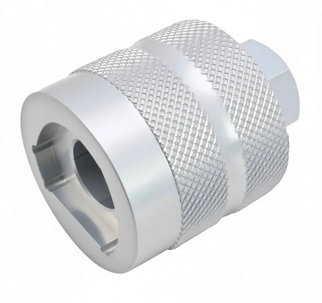 Silver top-cap socket showing knurled body, printed brand text 'ASTA A-MK24', tri-lobed socket face and hex drive