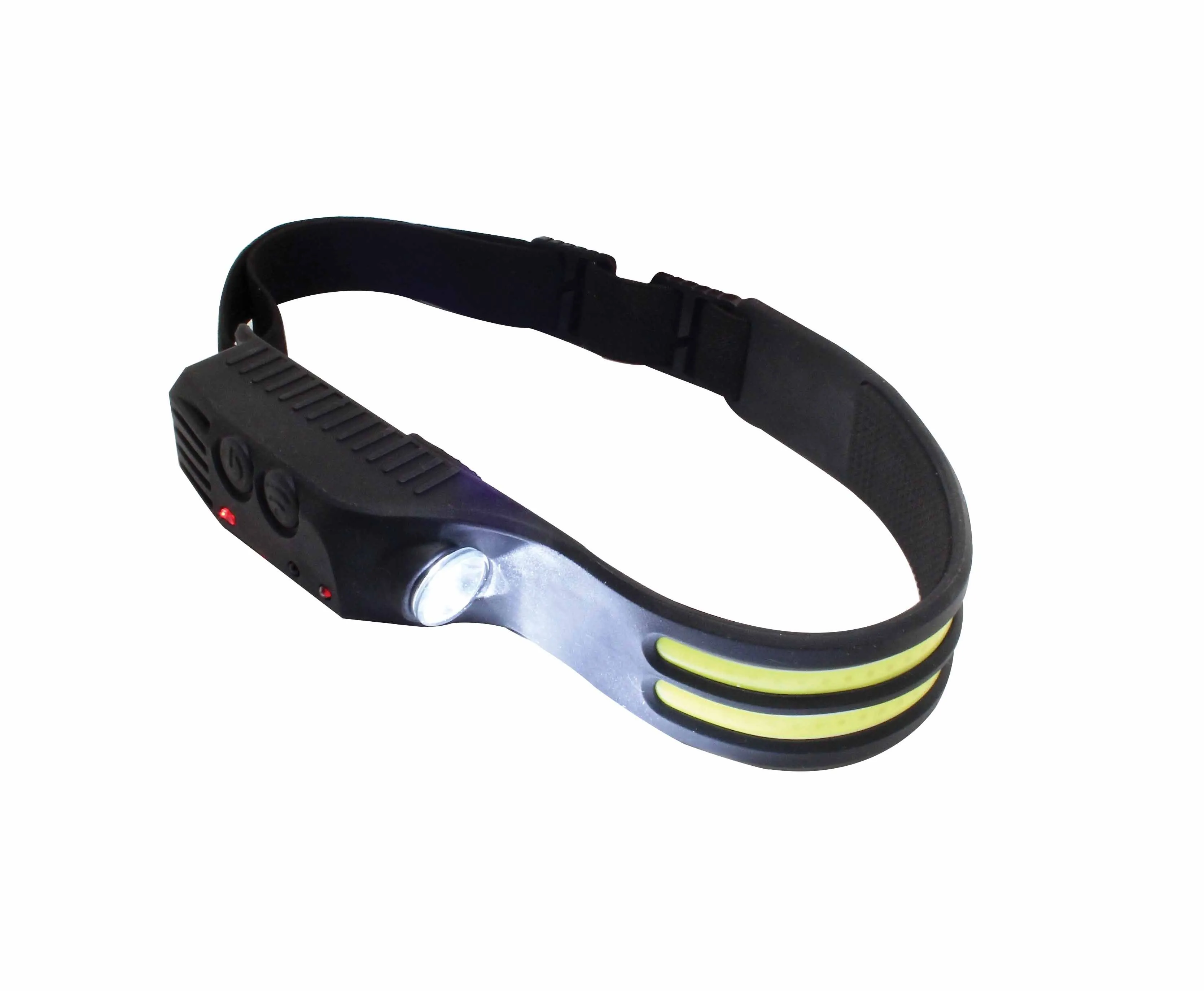 Headlamp with side spotlight illuminated and indicator lights on