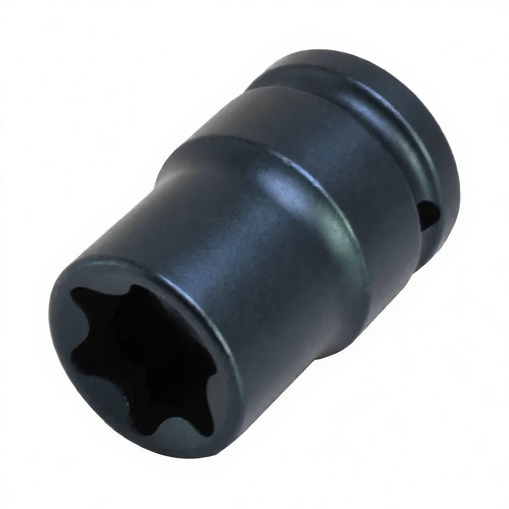 Angled view of impact socket showing square drive recess, ASTA MB30/60 marking and detent hole