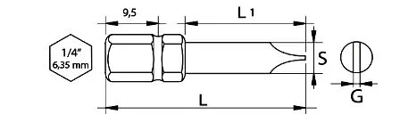 Flathead Screwdriver Bit, 0.6x4.5x50mm, 1/4-Inch Hex Drive - Image 2