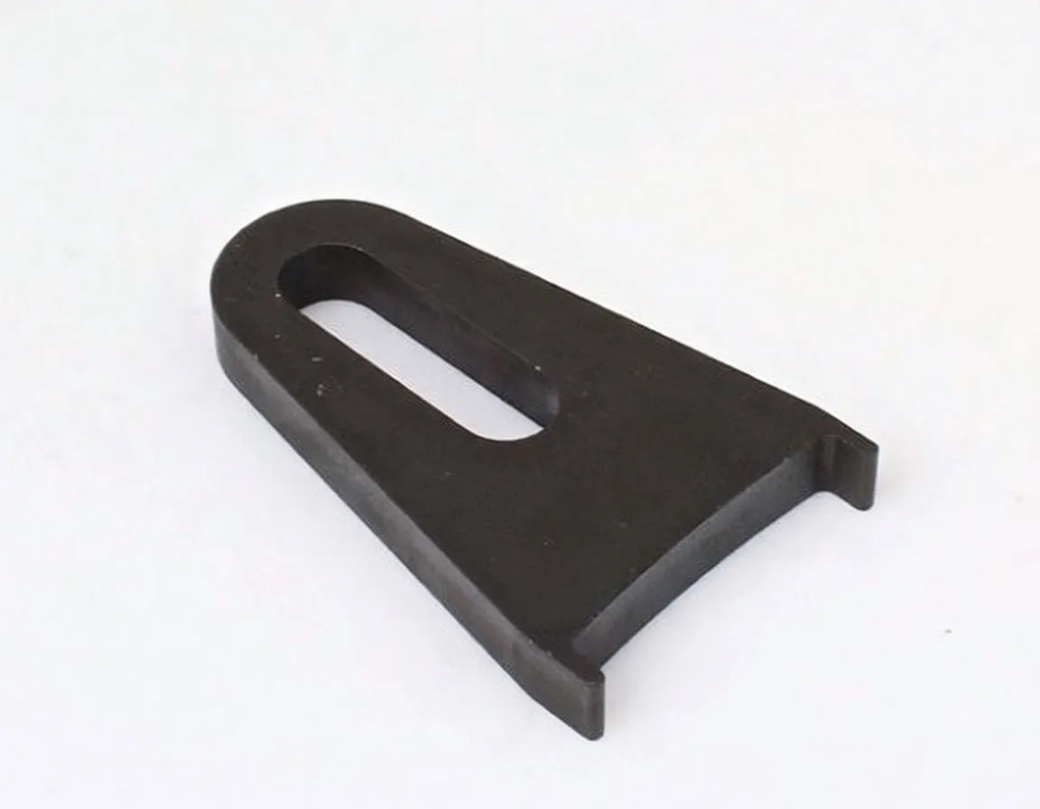 Black slotted metal bracket with oval hole and ASTA logo