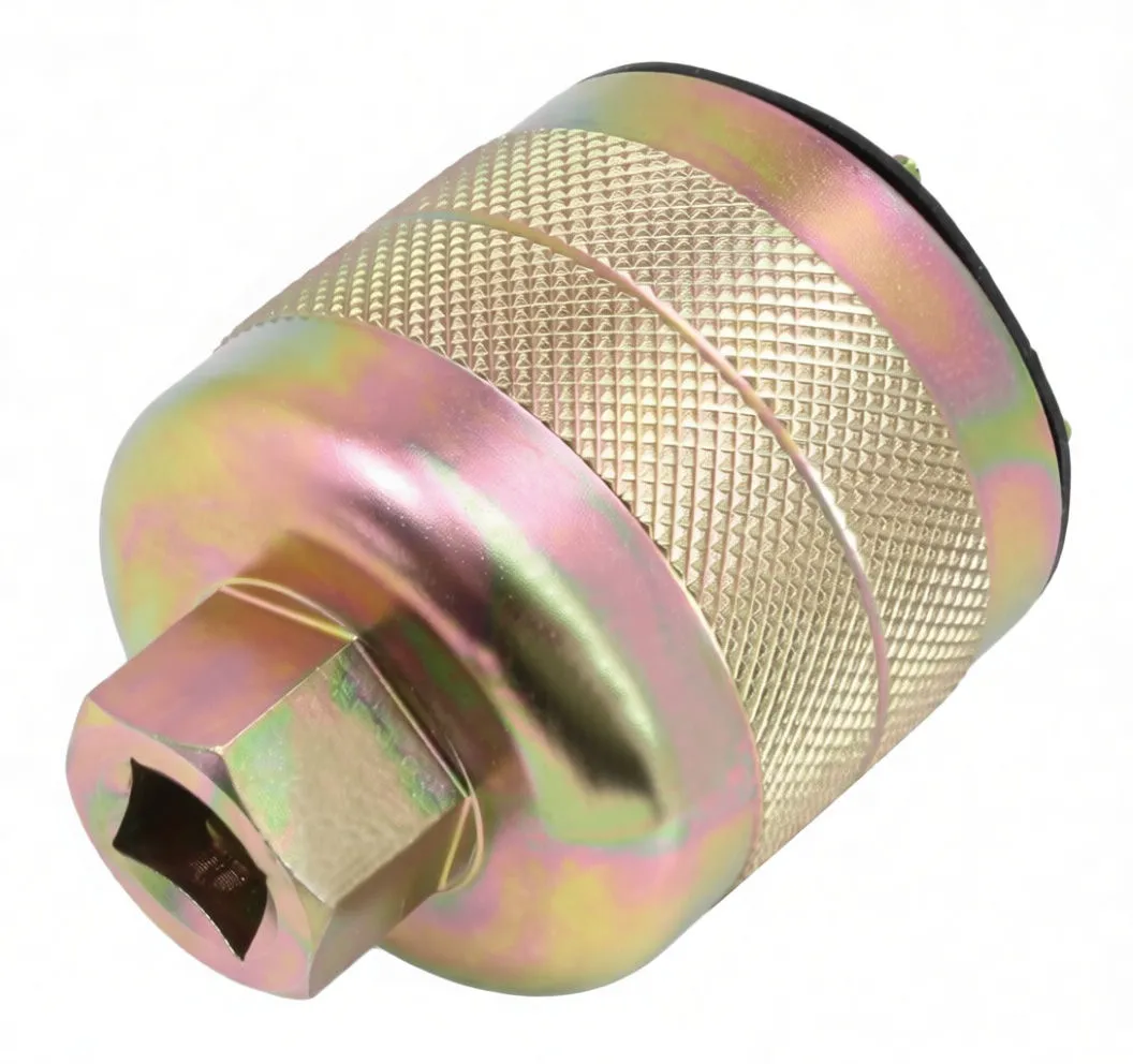 Fork cap tool showing knurled body, ASTA A-MK815 marking, black ring and six locating pins