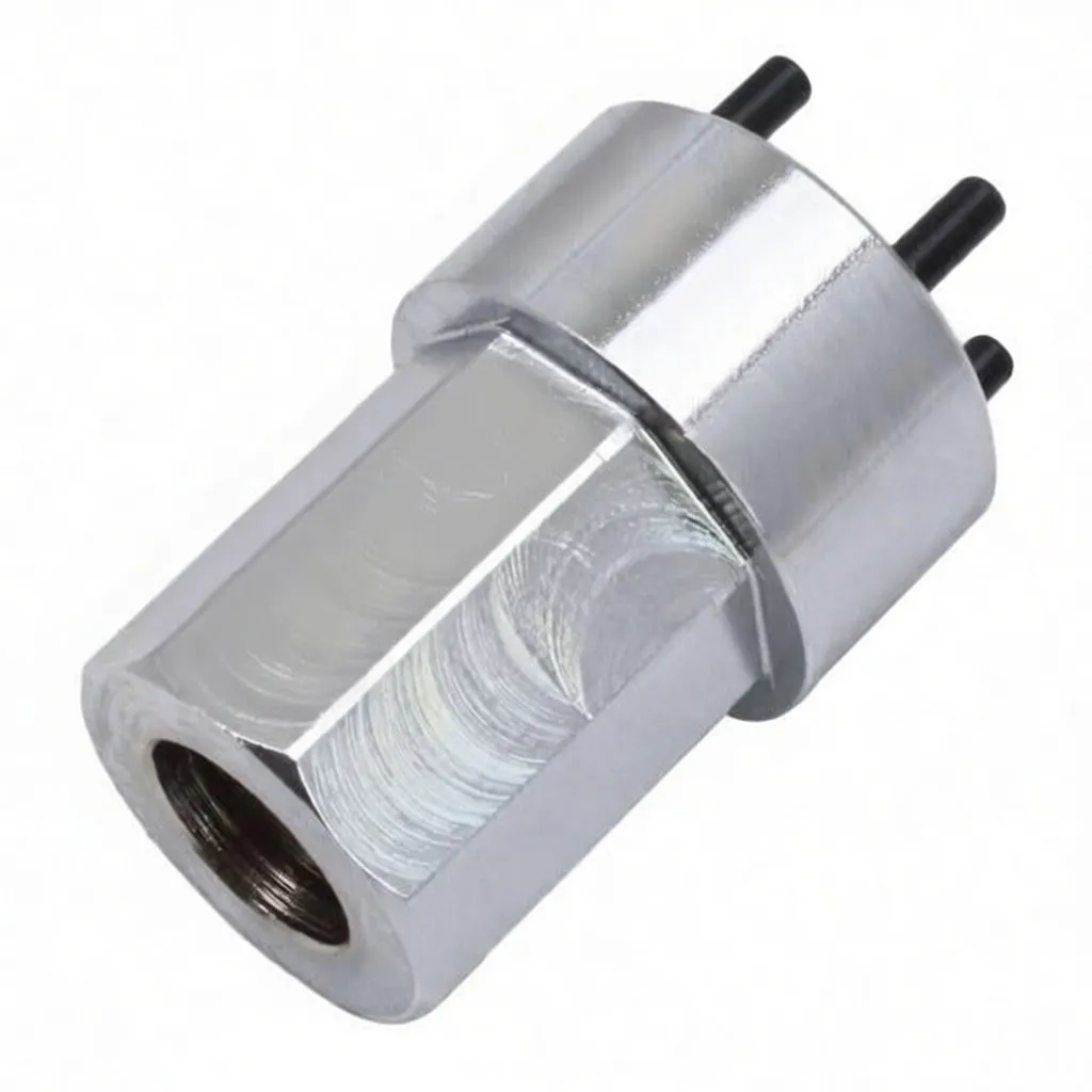 Front view of chrome shock adjuster removal socket with four black pins around a threaded center and 'ASTA A-MK691A' marking