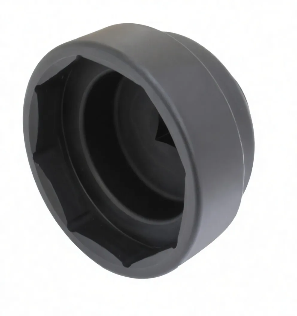 Angled exterior and cup view of heavy-duty ASTA wheel nut socket with printed model number