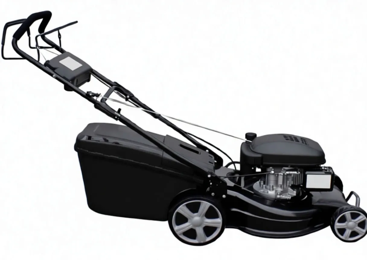 Close-up of fuel tank, filler cap and hose quick-connect on mower deck