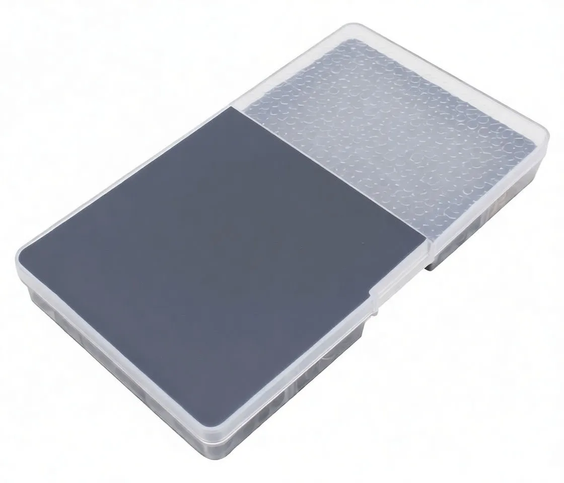 Closed clear plastic case with ASTA branding, product code A-TC546, barcode and a label indicating 403 pcs and parts diagram, blue latch