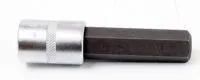Side view of a chrome socket with knurled grip and long dark hexagonal 17mm bit