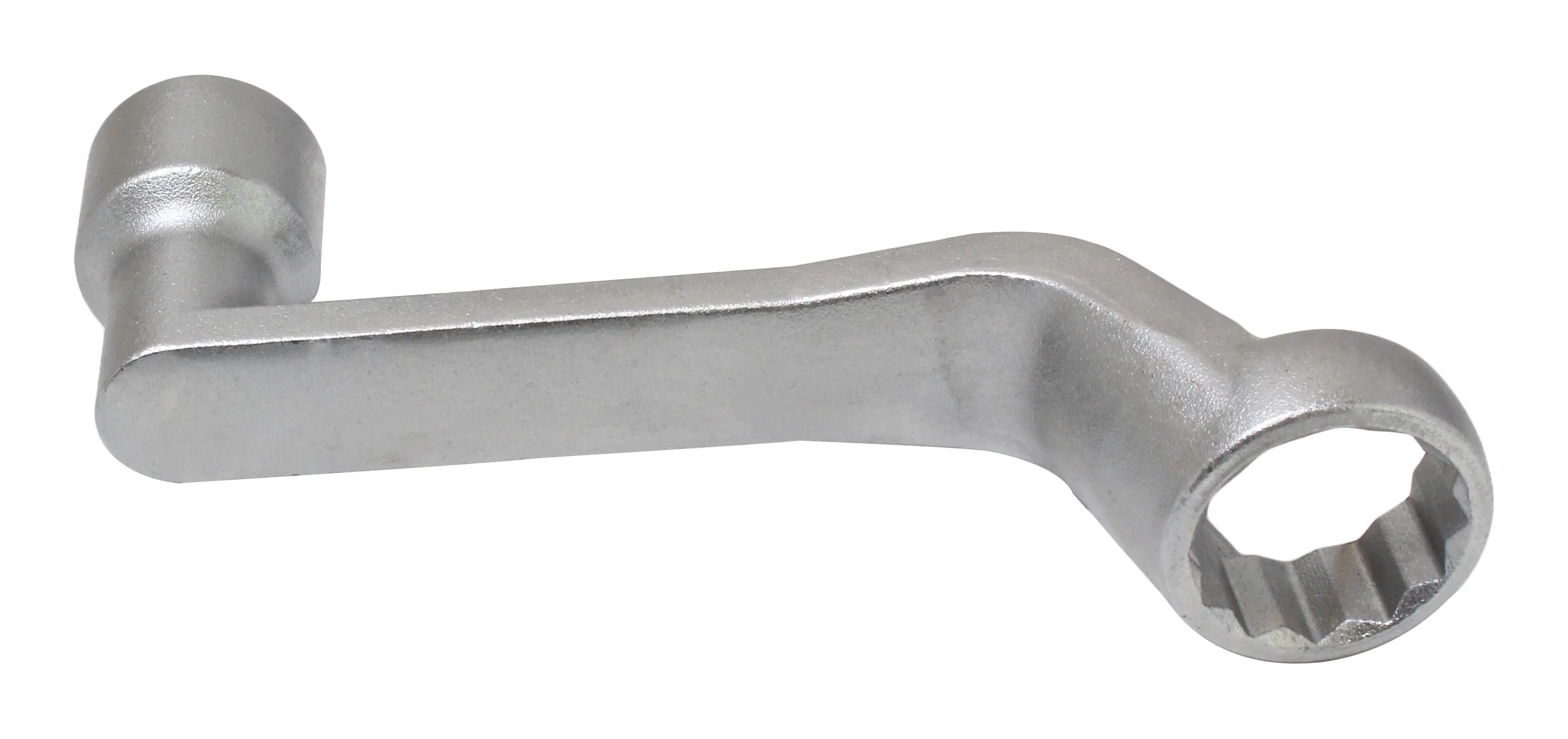 Side view of offset oil filter wrench showing 12-point box end and cylindrical female 1/2" drive socket