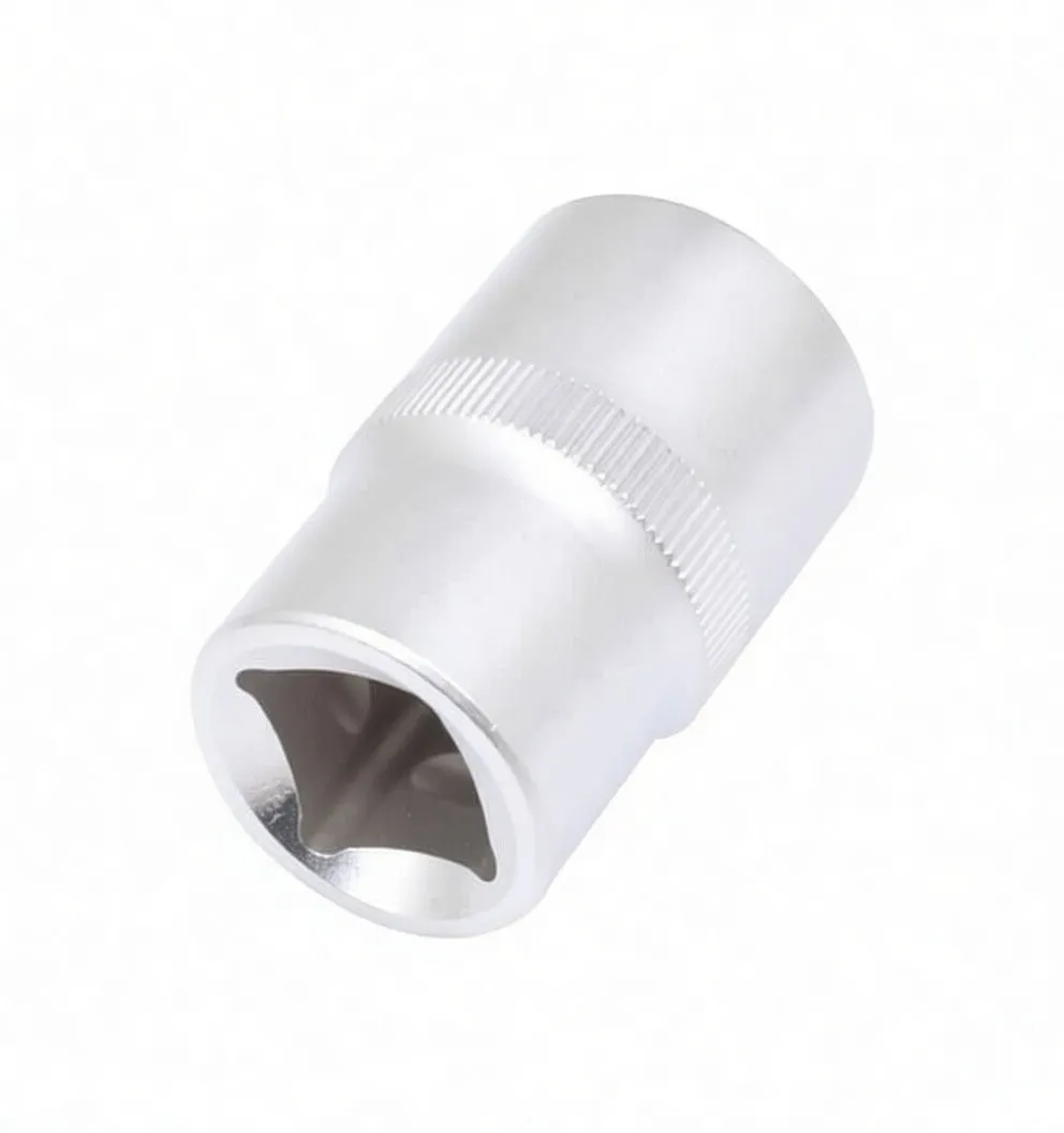 Angled view of 6-point 16mm socket with knurled band and logo