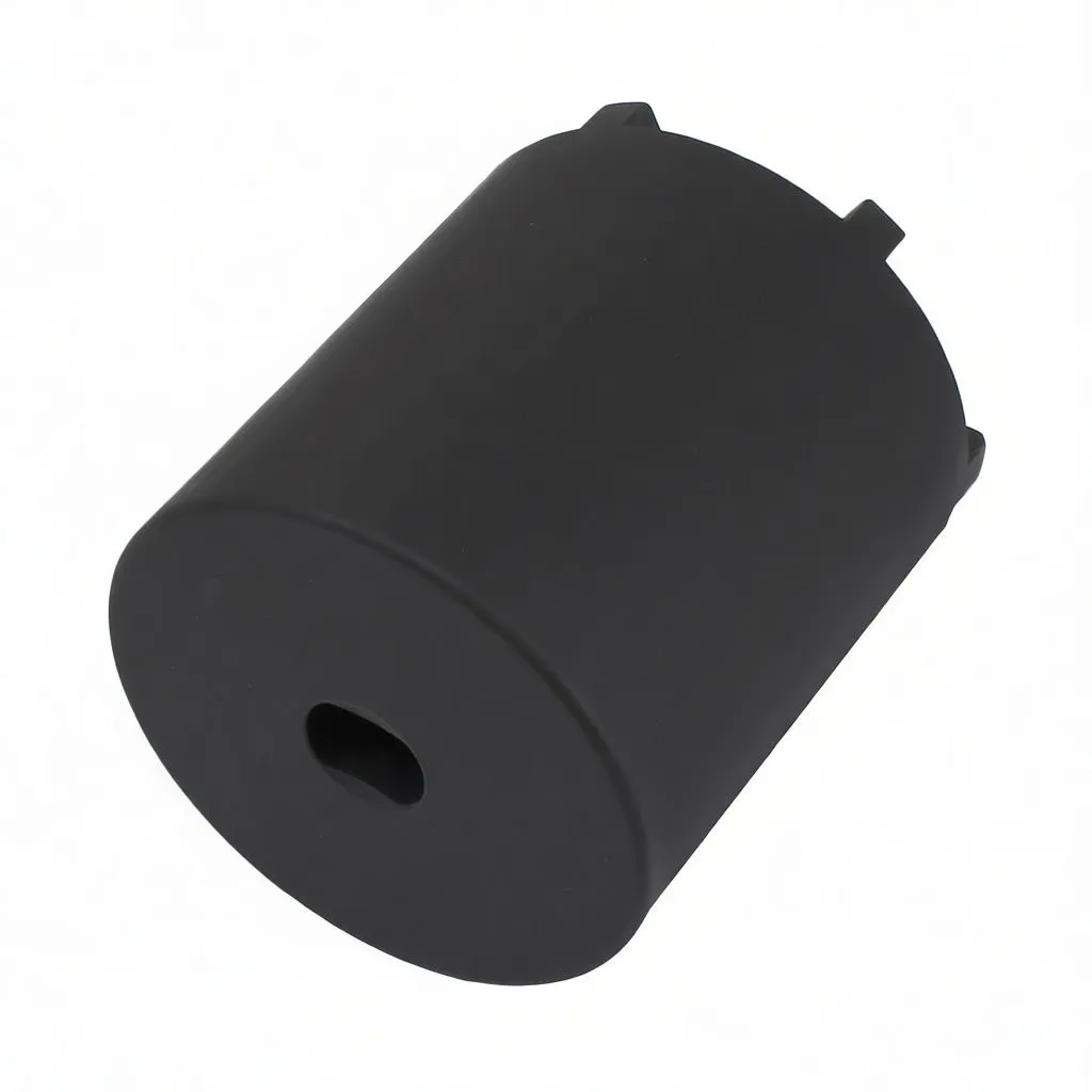 Side and bottom view of black socket showing square drive recess and ASTA A-P6TS08 marking