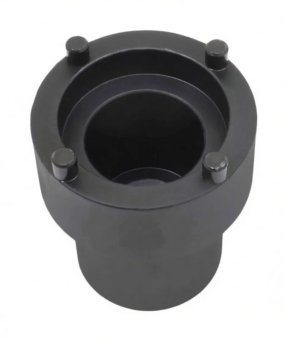 Top-down view of bearing socket showing four pins around a circular recessed bore and 'ASIA A-S12TS' marking on the flange.