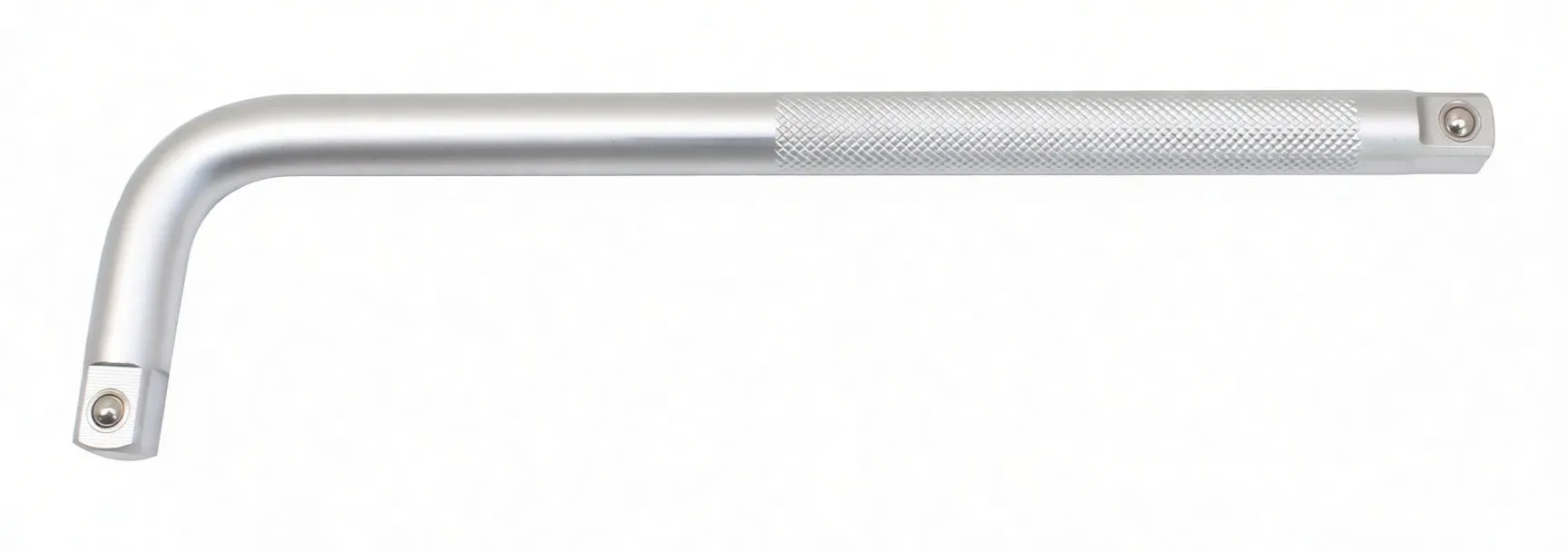 Three-quarter view of a 1/2 inch L-handle with knurled grip and ball-detent square drives