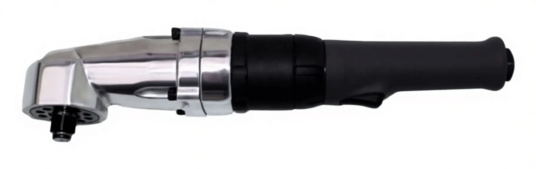 Side-on product image of chrome and gray 90-degree pneumatic impact wrench with ASTA branding on the handle