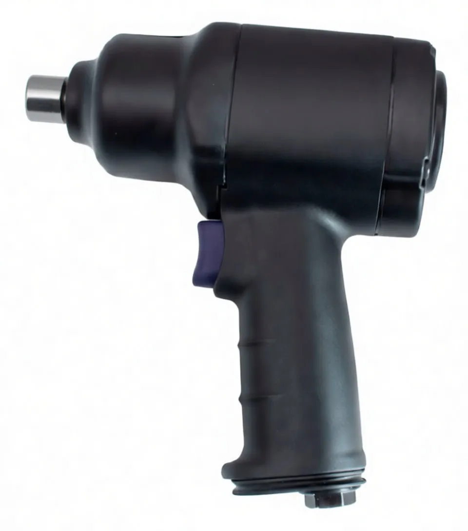 Rear view showing blue dial, four screws and serial number on the impact wrench