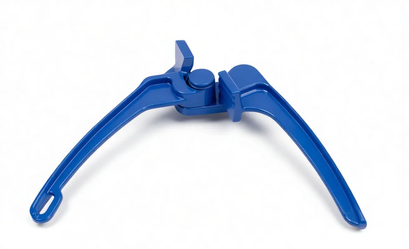 Top-down open view of blue brake pipe bender showing stepped dies, '45 | 90' markings and ASTA logo