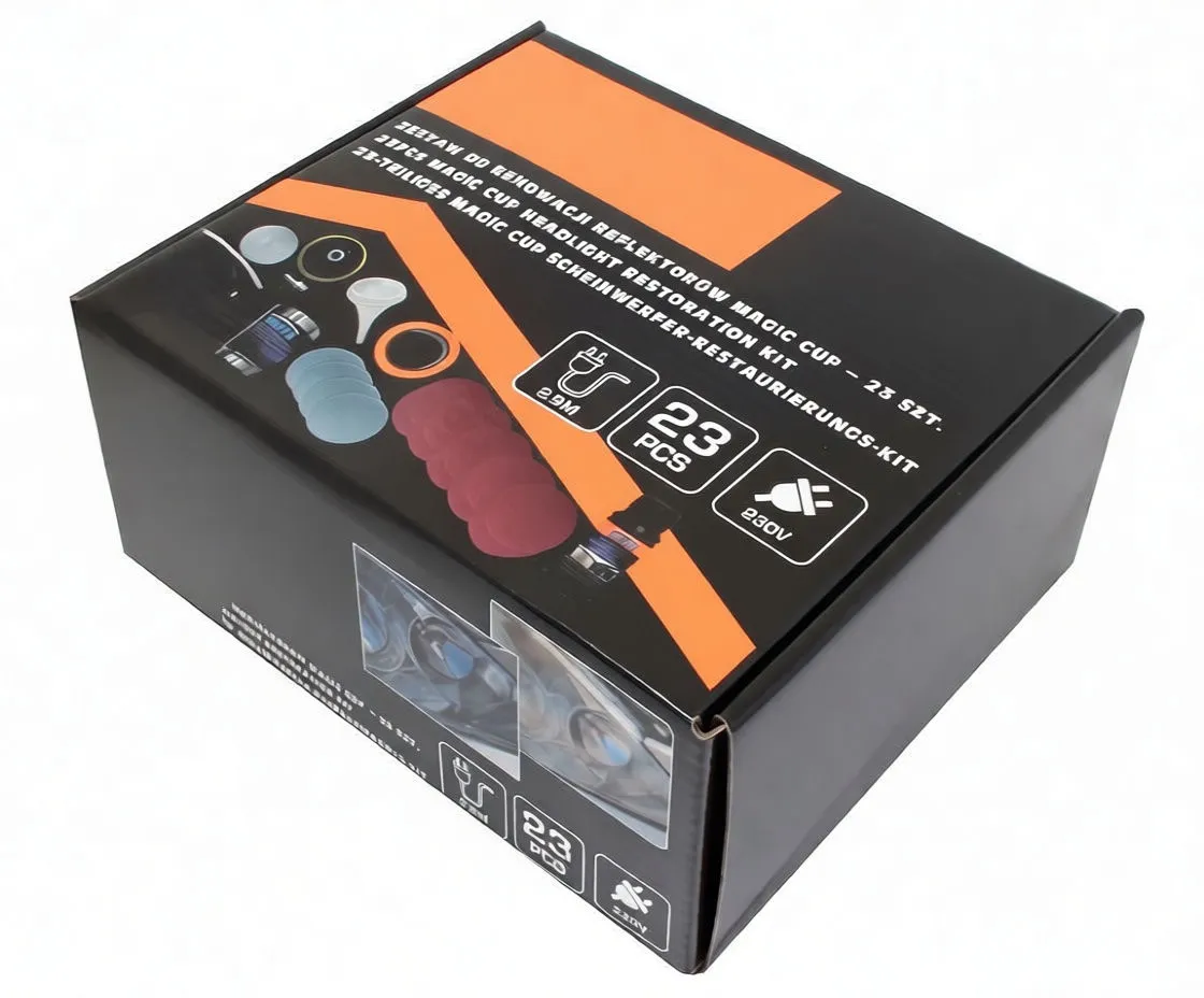 saTra kit retail box showing logo, S-CL23HR model, 23 PCS marking and QR code