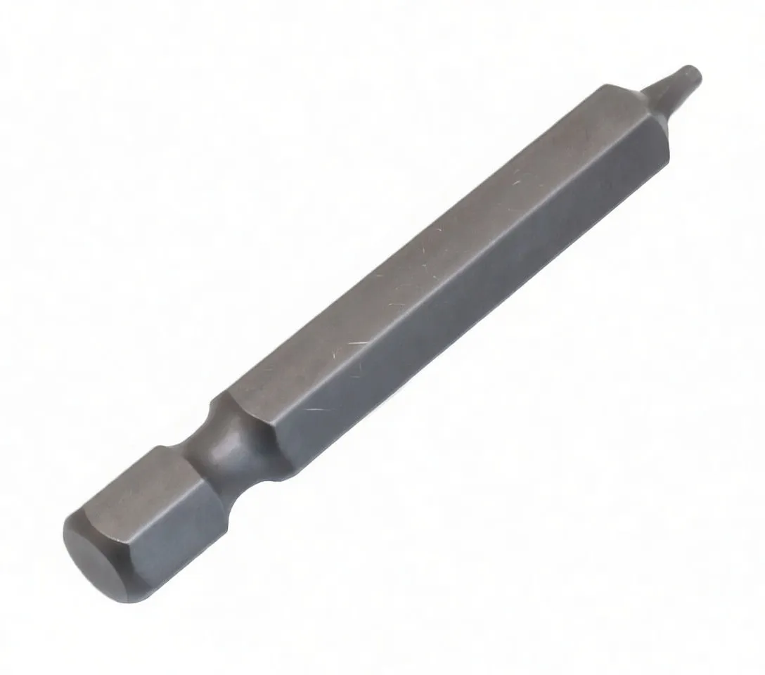 Angled view of a 50 mm hexagonal bit showing 1/4-inch drive, small 1.5 mm hex tip, and marking ASTA A-H15E