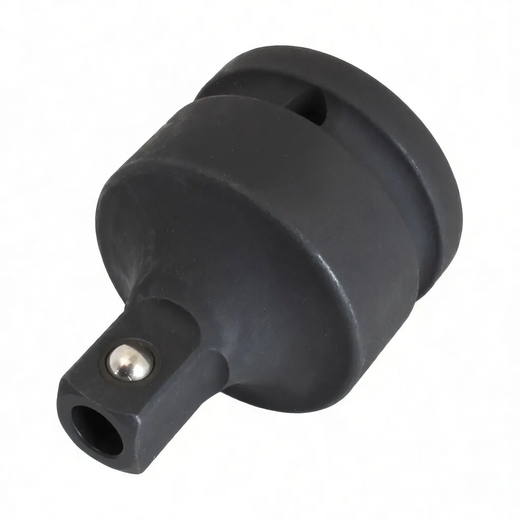 Diagonal view of impact adapter showing 1/2" male drive, detent ball and ASTA marking on cylindrical body