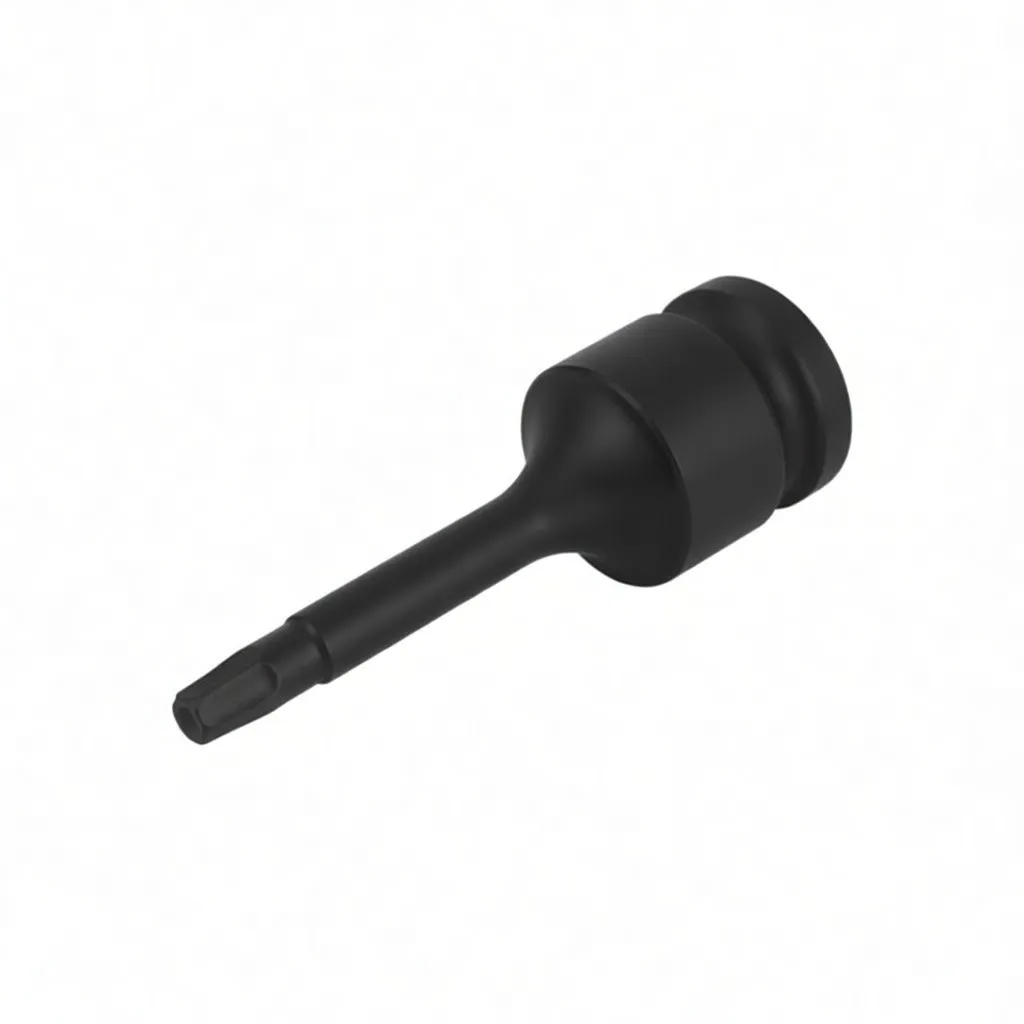 Side profile of impact Torx T30 socket with long shaft, Torx tip and 1/2" drive socket body