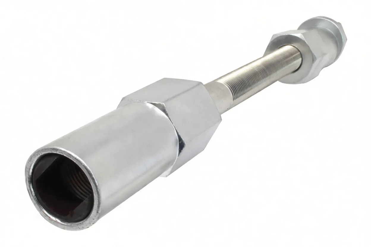 Close-up of socket end showing internal hex recess and threaded rod