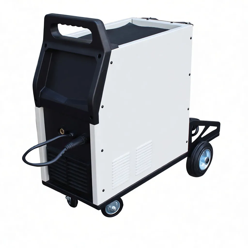 Open side of welder showing internal wire feeder, motor, feed rollers and spool spindle with inset close-up